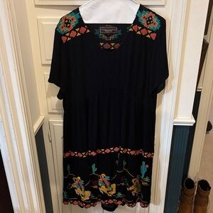 Double D Ranch TV Cowboy Black Dress with Vibrant Embroidery